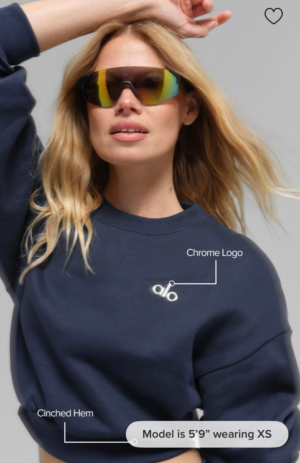 alo Cropped Accolade Crewneck - Navy